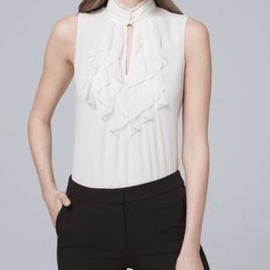 WHBM EUC High Neck Ruffle Shirt 12P